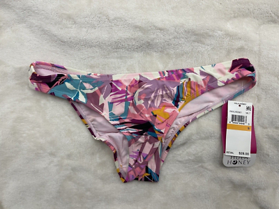 リボン Hula Honey Women's Bikini Bottom Pink Floral Low Rise Size Small