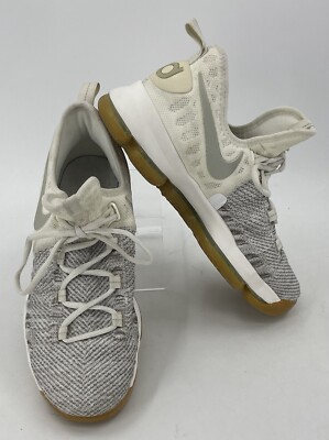 Nike Zoom KD 9 GS KEVIN DURANT Pale Grey Flyknit Sneakers Youth 7Y