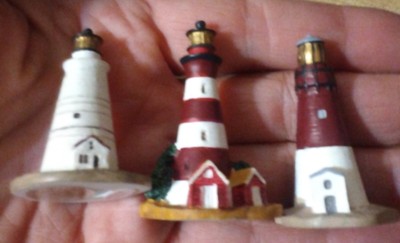 3 MINI LENOX LIGHTHOUSE SEASHORE THIMBLE Beach Ocean Lake Nautical Coast Collect
