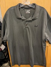Under Armour Polo Shirt Gray Short Sleeve Loose Fit Men's XXL