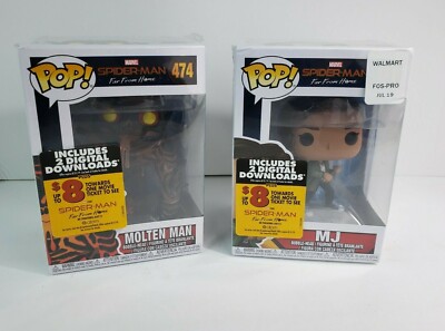 MJ + Molten Man Funko Pop W/ VUDU CODE Digital Downloads + Theatre Variant RARE