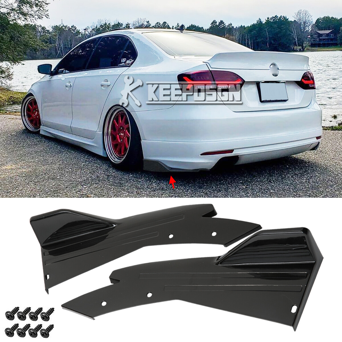 For VW Passat Jetta MK6 MK7 Rear Bumper Diffuser Splitter Spoiler Lip ...