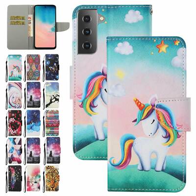 Unicorn Cat Flower Wallet Flip Phone Case For Samsung S20 S21 S22 S23 Note 20 5G