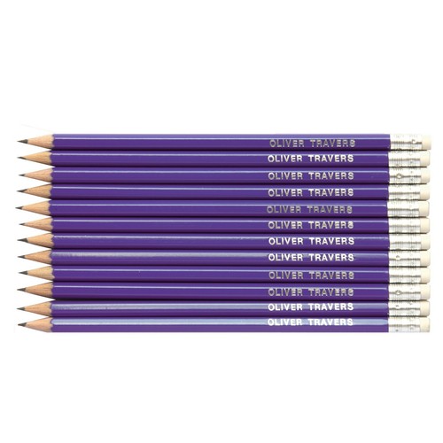 Personalised Notebook and 12 matching Pencils -Printed with Name - PURPLE - Picture 7 of 7