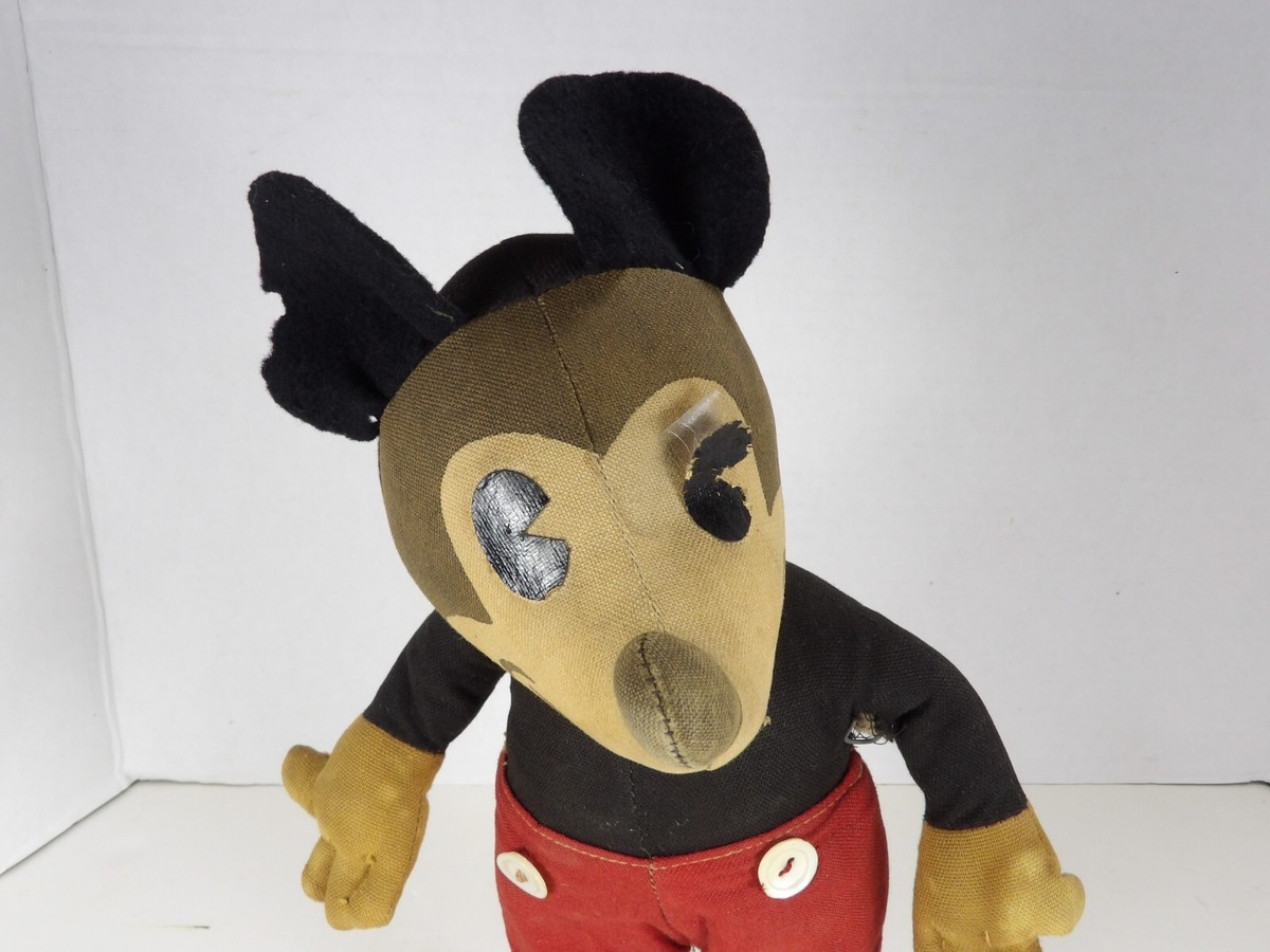Vtg 1930s Walt Disney Mickey Mouse Knickerbocker Plush