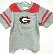 NCAA Georgia Bulldogs Circle G Logo Gray/Red Football Tee Two Feet Ahead #146