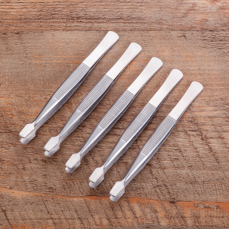 Stamp Tweezers Flat Paddle End Stamp Tongs Curved Stainless Steel
