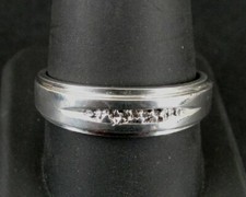 Ring Silver Band set in Design Cubic Zirconia Stones Sterling 925 Size 10.75