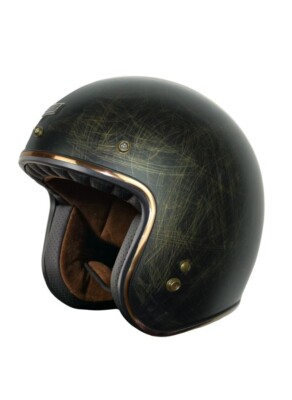 Casco de moto jet custom homologado metal desgastado
