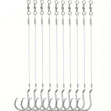 20 Pack Heavy Duty Circle Hook with Leader Wire Bass Catfish Fishing Lure Rig