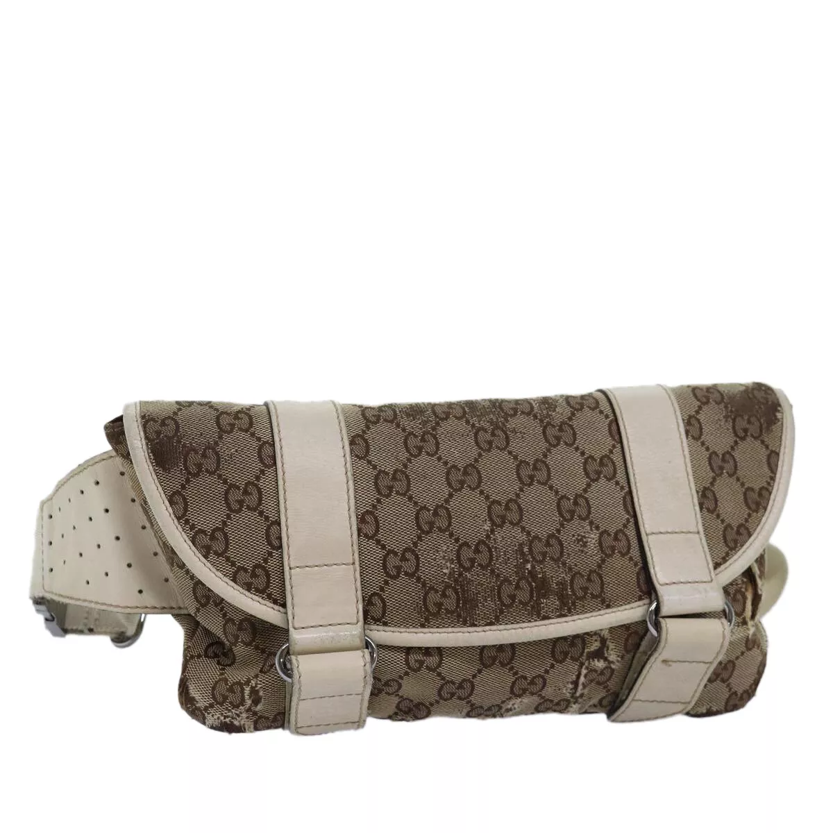 Sac taille toile beige GUCCI GG 145851 authentique 76155