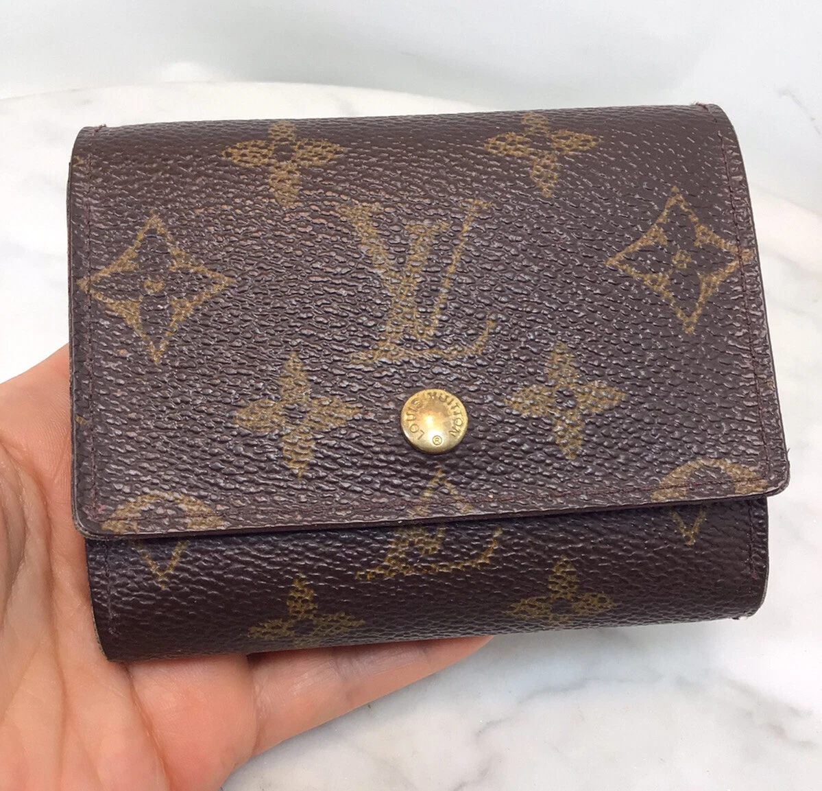 RARE Louis Vuitton VINTAGE leather Trifold wallet / bifold AUTHENTIC