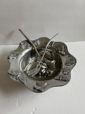 NEW MARIPOSA BUTTERFLIES 3 PC 14 SALAD BOWL 13 FLOWER FORK/SPOON SERVERS