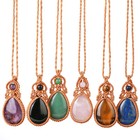 Natural Crystal Quartz Stone Pendant Thread Rope Wrap Braided Macrame Necklace