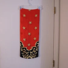 Vtg LIZ CLAIBORNE Multicolored 100% Silk Satin STARS PAISLEY Scarf 52" x 10"