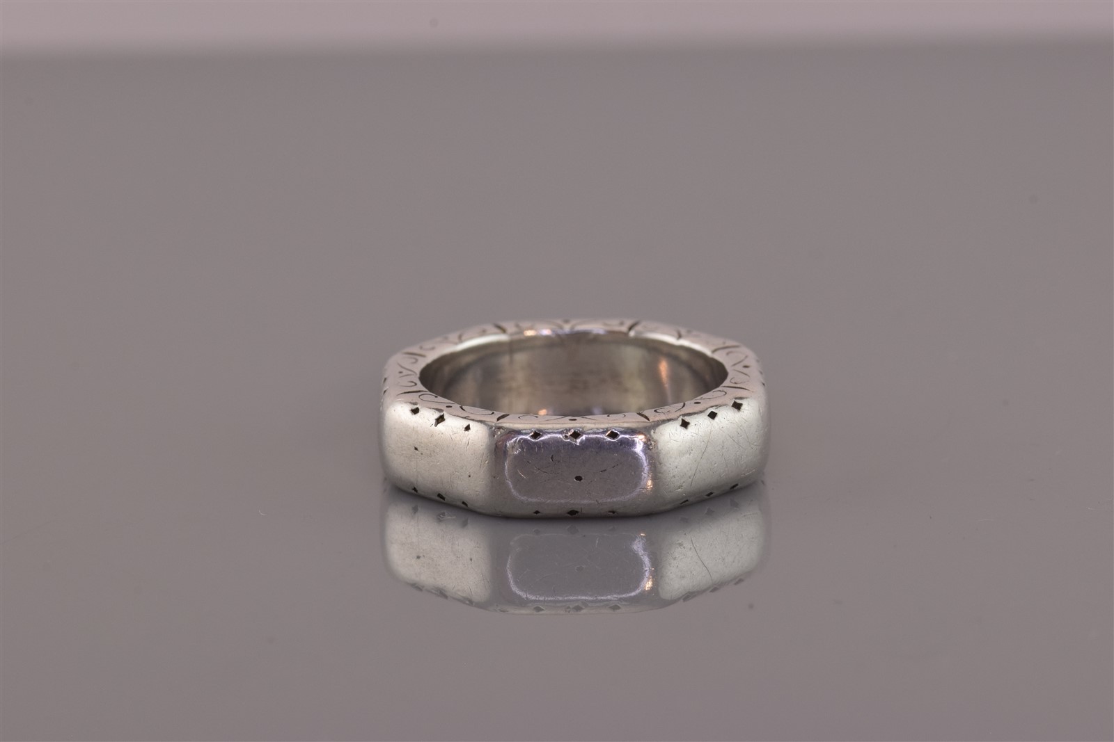 Brighton Sterling Silver 6mm Solid Hexed Band Rin… - image 2