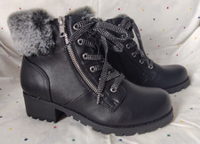 Dolce Vita Kids Girls Rodney Winter Boots Black Size 4 Fur Trim ST39