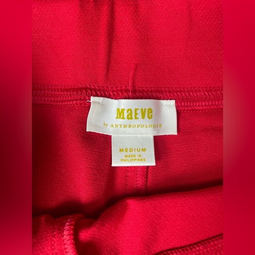 Maeve Anthropologie Eve Ponte Pantalón Acampanado Pierna Ancha MEDIANO Rojo Elástico - Imagen 4 de 10