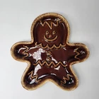 Vintage 10.5” Hull Gingerbread Man Brown Drip Cookie Tray Plate Dish Made in USA