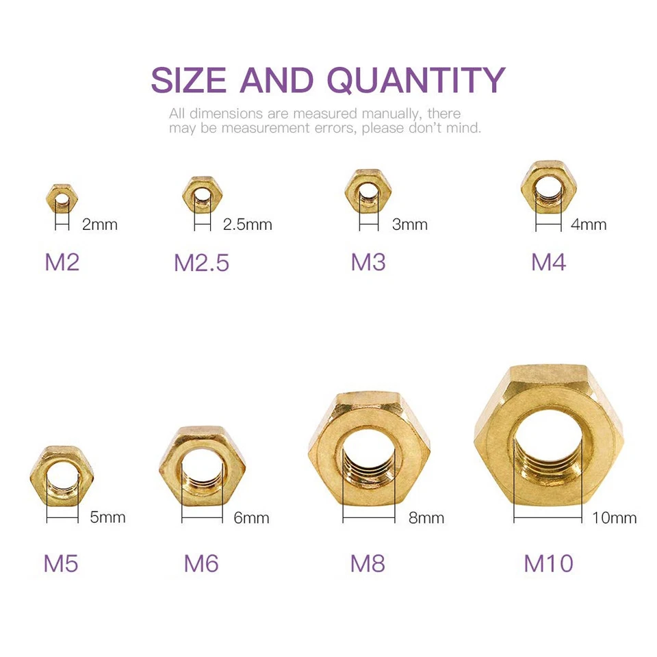 Sechskantmuttern Messing DIN 934 MS M2 M3 M4 M5 M6 M8 M10 M12 Muttern - Bild 2 von 4