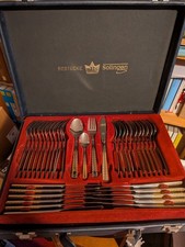 SBS Besteck Solingen 70-teilig 23/24 Karat teilvergoldet Modell "Berlin" Koffer