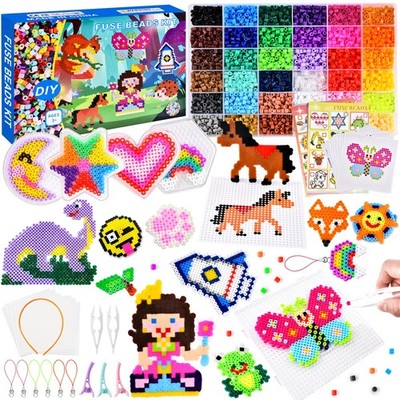 DazSpirit 10000 Teile Fuse Beads Bastelset, 36 Farben 5 mm Fuse Beads mit 104 Patt