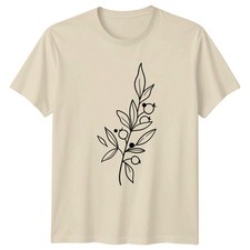 Minimalist Botanical Berry Branch Leaves T-Shirt Laub Natur Geburtstagsgeschenk