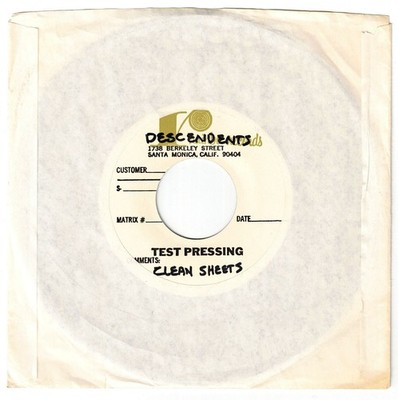 Descendents - Clean Sheets/Coolidge 7'' TEST PRESSING for 1987 PROMO ONLY RELEASE
