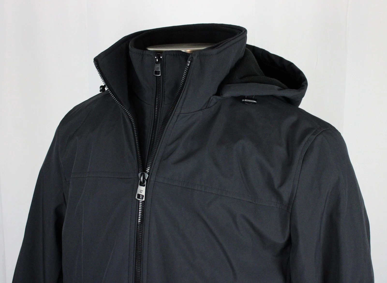 Calvin Klein Infinite Stretch Jacket Mens L Iron Grey Hooded Bib Coat CM024493 image 3