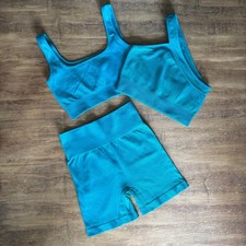 Women  s Medium 3-piece Workout Set - Teal - Active Gym Workout Sports
