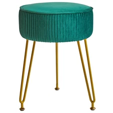 Velvet Round Footrest Stool Ottoman, Makeup Vanity Stool Side Table, Velvet D...