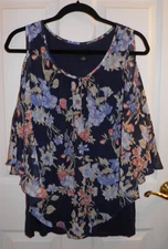AB Studio, floral, multicolored, sleeveless, women's top/blouse. Size Large.