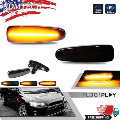 Smoke Sequential Amber LED Side Marker Lights For Mitsubishi Lancer Evo X Mirage