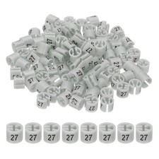 100 Pcs Clothes Hanger Marker Number 27 Tag Fit 3mm Rod Garment Size Tag Gray