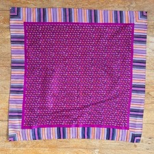 Vintage Floral Striped Scarf 70s Purple/Orange Square Ascot Made In Italy