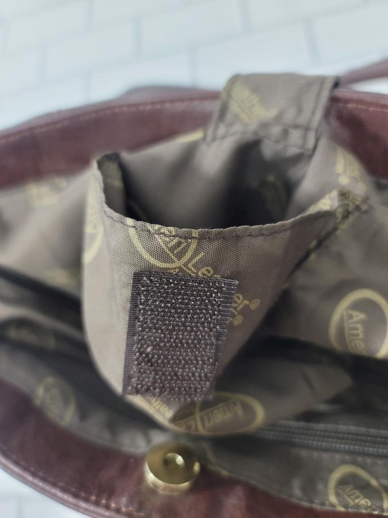 AMERI LEATHER Dark BROWN Leather Shoulder Satchel… - image 8