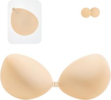 Adhesive Bra, Sticky Silicone Push Up Nipple Covers Skin-Friendly Design B Cup