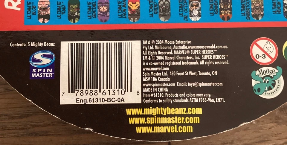 Mighty Beanz Marvel Super Heroes Serie 2 Incluye 5 Frijoles Spin Master 2004 NUEVO Foto 3 de 4