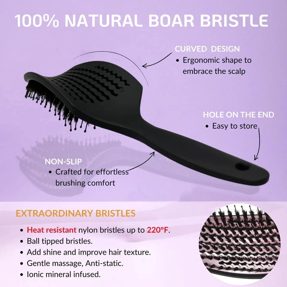 Curvo ventilado para secado por soplado - Cepillo de cerdas de jabalí (medio) mediano, oro rosa Foto 4 de 4