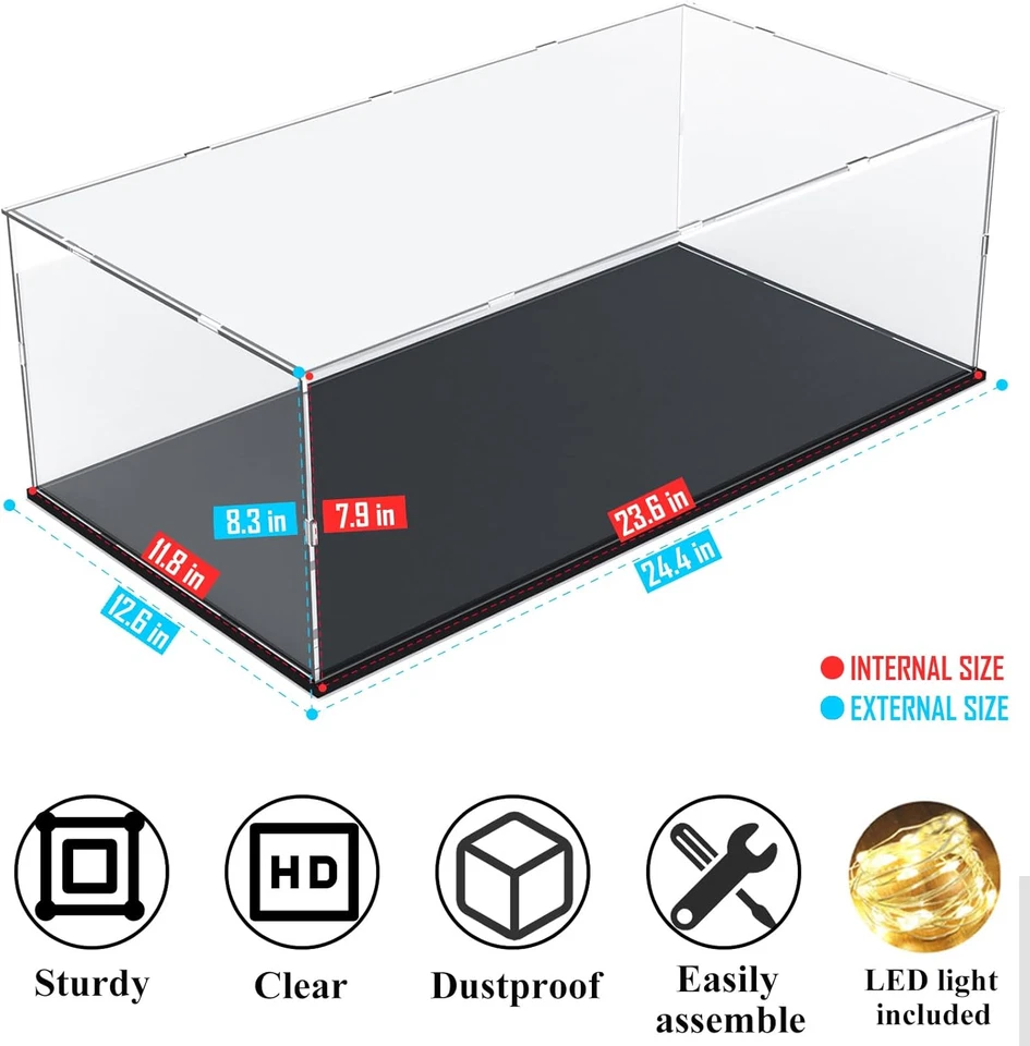 Acrylic Display Case for 1/8 Scale Model Car or Large LEGO (23.6X11.8X7.8 Inch) - Image 3 of 4