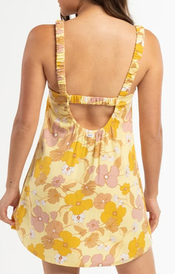 RVCA Save Yourself Dress Size M/10 Yellow Viscose new