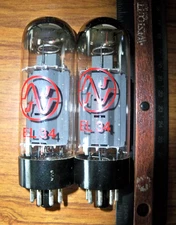 2 Strong Matched JJ Electronics EL 34 Tubes - 100%+ / 100%+