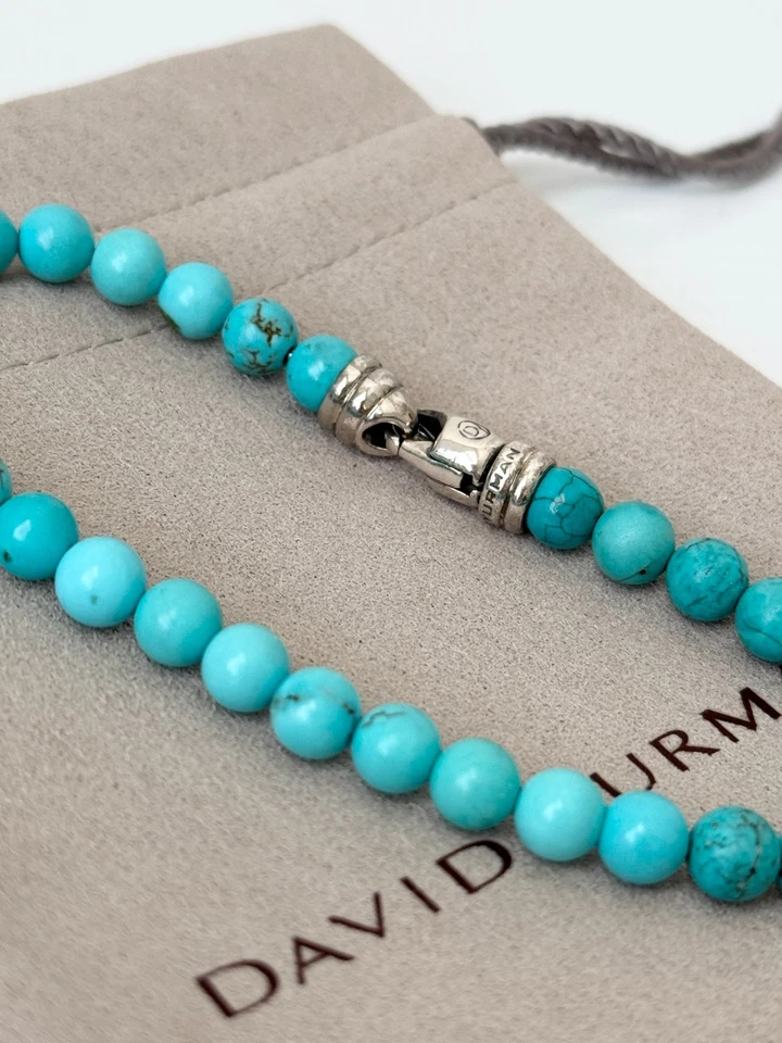 David Yurman Men's Turquoise Sterling Silver Spiritual Beads Bracelet - Image 4 of 4
