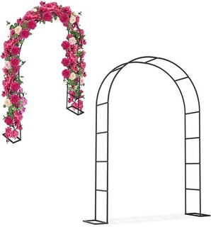 Garden Arch Trellis Metal Rose Arch for Climbing Plants Weatherproof (Black)