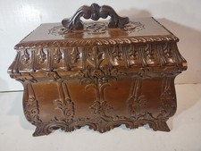Rare Antique Ornate Scroll Large Wooden Box 