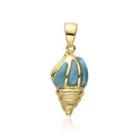 Anmutiger Dominikanischer Larimar-AnhäNger Aus Vergoldetem Silber, 1,7Ct