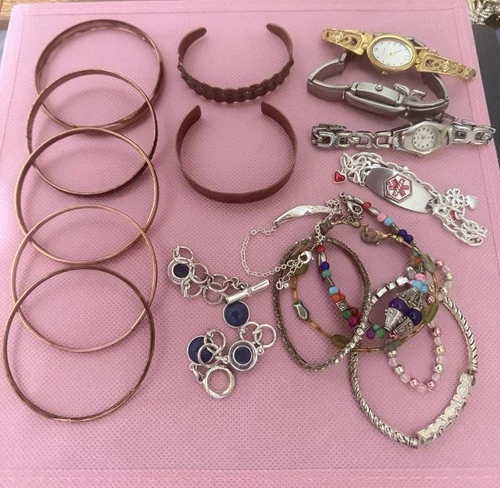 Vintage Costume Jewelry Necklace Earrings Bracelet Metal Wearable 3.8lbs crafts