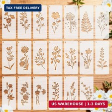 3.94  7.87 Inch Stencils for Crafts Reusable, 20 Pcs Flower Leaf Stencils for P