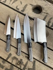 Personalized Chef Knife Set Handmade  Black Wood Handle J2 Steel Kitchen Knife.