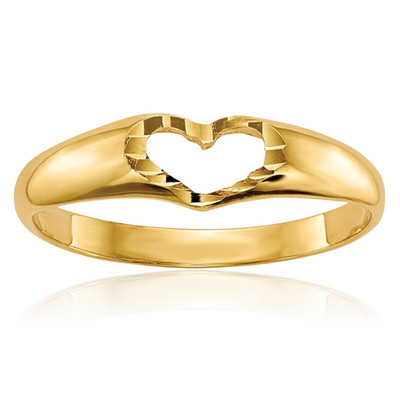 IceCarats 14K massiver Gelbgold 2mm schmal Herz Bandring poliert